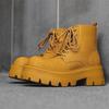 Мода Высокое Качество Плюс Большой Размер38-46Зима Мужские Высокие Повседневные Кожаные Ботинки для Улицы Мода Противоскользящая Толстая Подошва Обувь Круглый Носок Ботинок