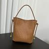 2025 New Vintage Fashion Versatile Genuine Leather Square Shoulder Underarm Strap Tote Bag Woven Bag Handbag