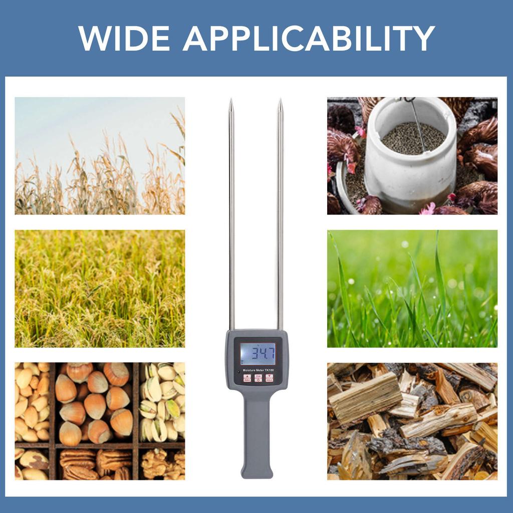 Портативный измеритель влажности сена с подсветкой дисплея Высокоточный тестер влажности сена для зерновых, соломы, фуража, травы, отрубей