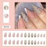 24pcs Manicure DIY Fake Nials Press On Nails Glitter Black Gold False Nails Long Almond French