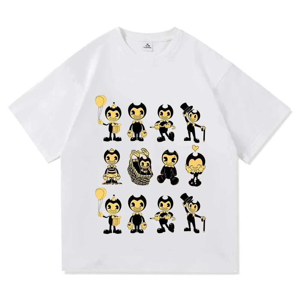 Unisex Tees Game Bendy and The Ink Machine T-shirt Short Sleeve Loose Cotton Unisex T Shirt Cartoon Graphic Printing Tshirts Tee