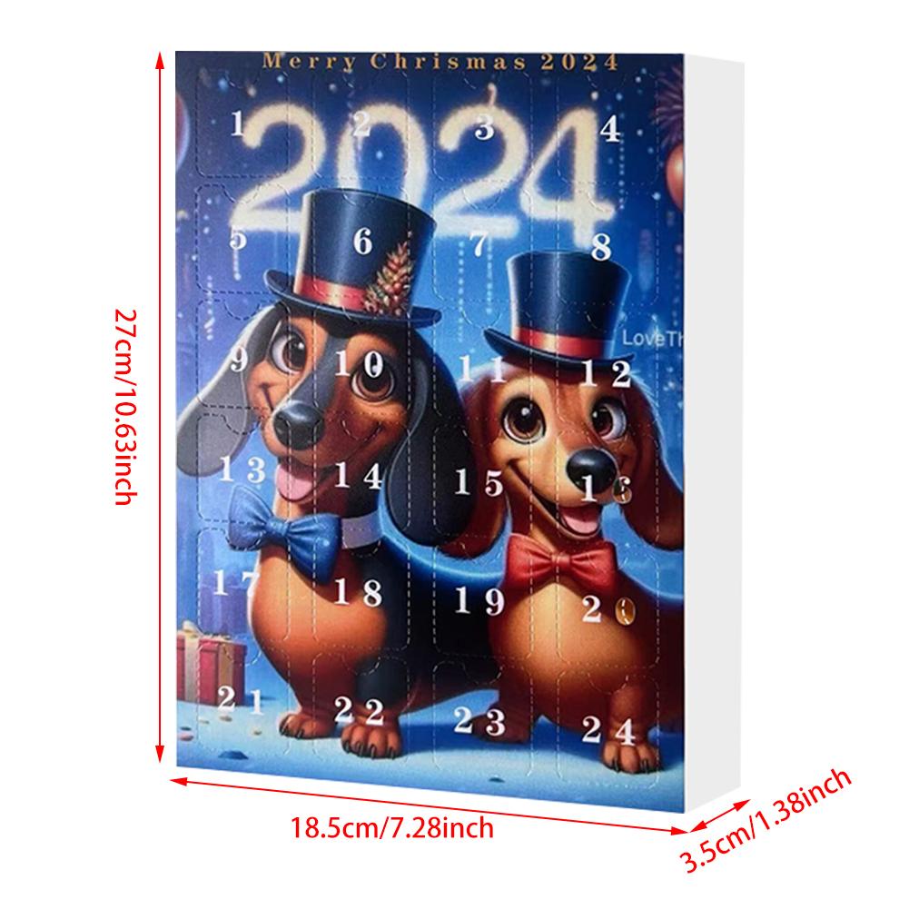 Адвент-календарь 2024 года 24-дневный рождественский адвент-календарь с таксами на 2024 год Милый рождественский календарь обратного отсчета в подарок для детей и взрослых