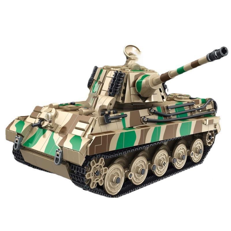 Military Model With figures World War II King Tiger Heavy Main Battle Tank Model Building Blocks Brick Puzzle Toys Gift 1974PCS