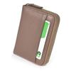 LASIEM Compact Mini Genuine Easy To Store Large Coin Taupe Brown Women's Wallet, Leather, Bills, Bi-fold Design, Accordion-Free, Anti-Skimming,
