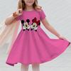 Летнее платье для девочки с принтом Микки Мауса и Минни Маус от Disney, одежда для детей, милые десерты, короткий рукав, повседневное, модное, платье для девочки на день рождения