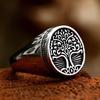 Beier Polished Titanium Steel Men's Viking Tree of Life Ring