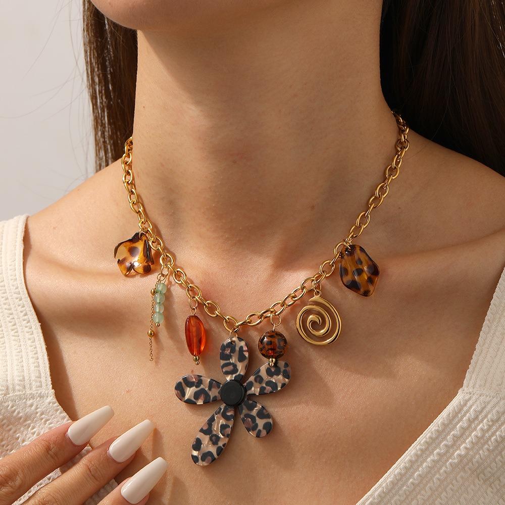 Gold Tone Multi Pendant Necklace Multi Charms Boho Jewelry Statement Chain Necklace Daily Wear