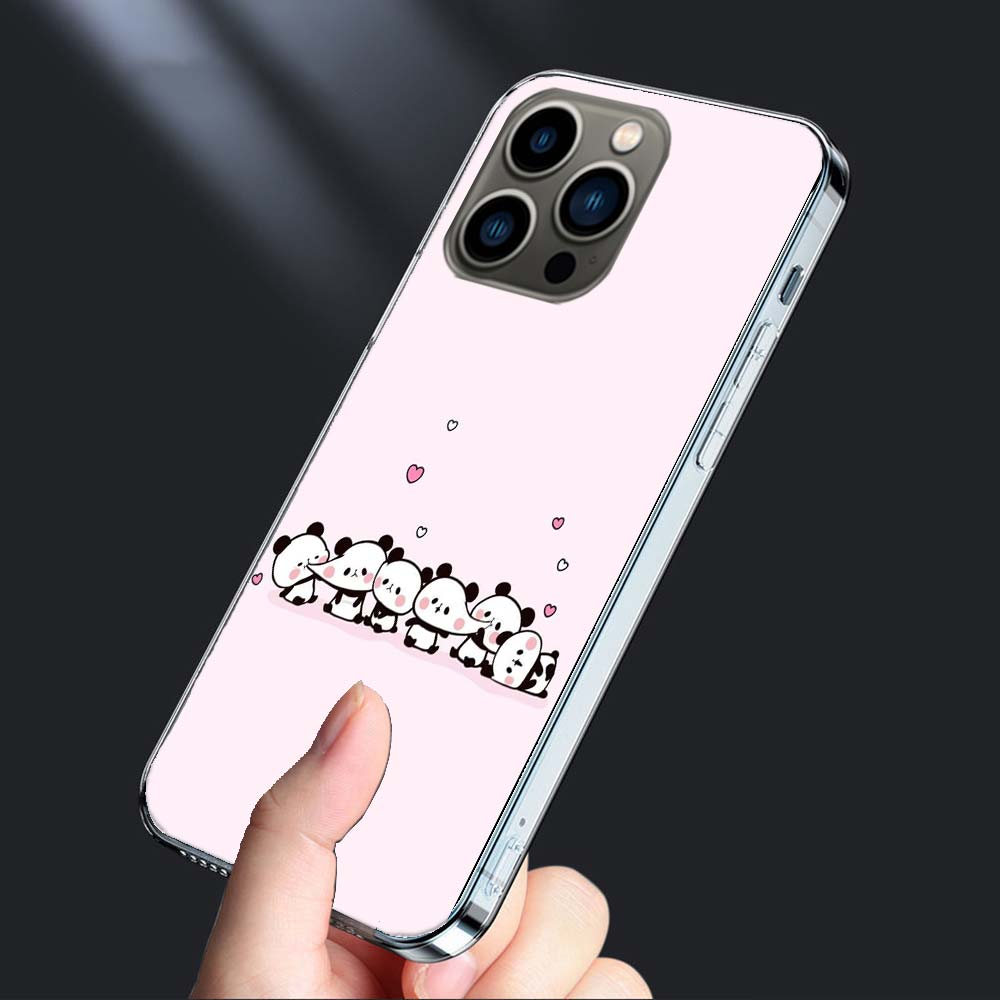 Очень милый чехол для телефона с маленькой пандой для Iphone 16E 15 Pro 14 Plus 17E 16 17 Pro Max Air 11 12 13 Mini Ударопрочный Capa Милый Cove