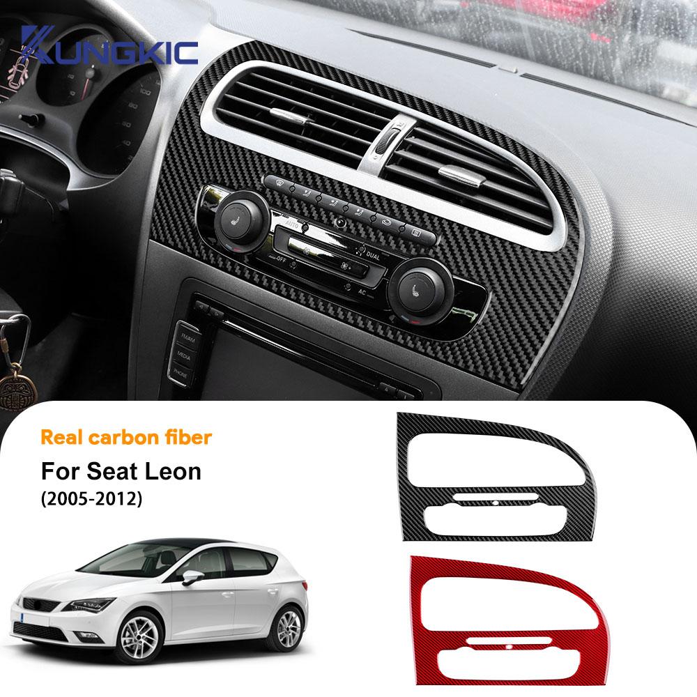 Carbon Fiber Dashboard Panel Sticker for Seat Leon 2005-2012 LHD RHD Air Conditioning Vent Trim