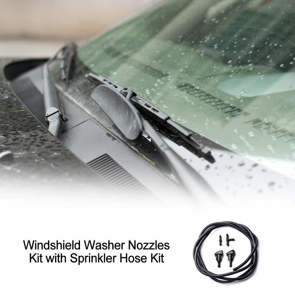 Windshield Washer Nozzles Kit for Chrysler / Dodge / Jeep / Ram 2 Meters Fluid Hose with 2 Pcs