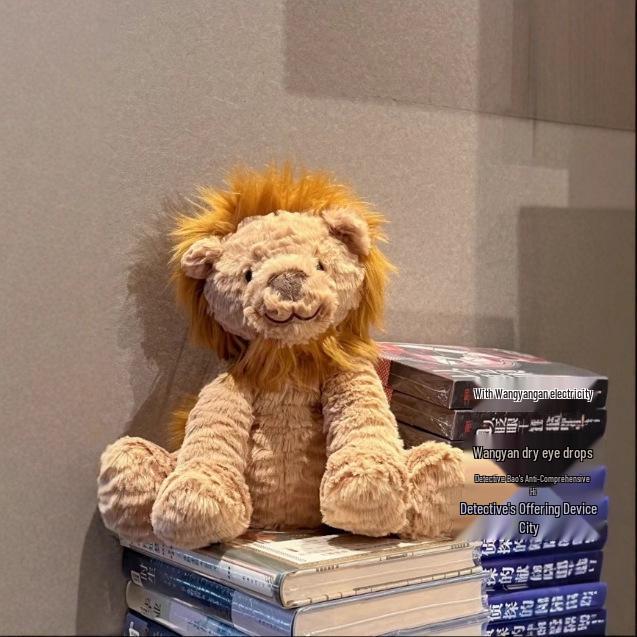 Плюшевая кукла лев с домашней волнистой шерстью – Мягкая игрушка в подарок для девочек