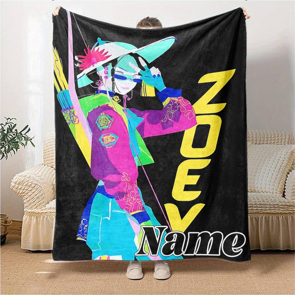 Custom Name Zoe'S Colorful Adventure Party Blanket For Couch Bed Plush Cozy Fuzzy Blanket Super Soft Warm Blankets For Fall And Winter 0916211