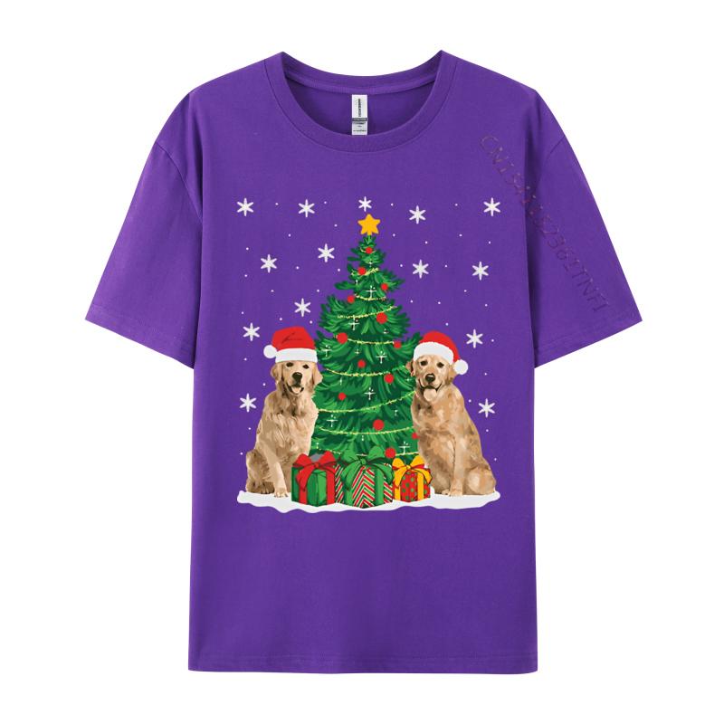 Xmas Lighting Santa Golden Retriever Tshirt Unisexs Tshirt Personalized Print T Shirt Black Best Gift Clothing