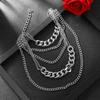Vintage Exaggerated  Collar Statement Multi-layer Pendant Necklace Punk Choker Thick Curb Chain