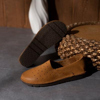 Кожаные туфли с перфорацией женские летние новые из первого слоя коровьей кожи на мягкой подошве женские туфли слипоны из коровьей кожи мужские туфли