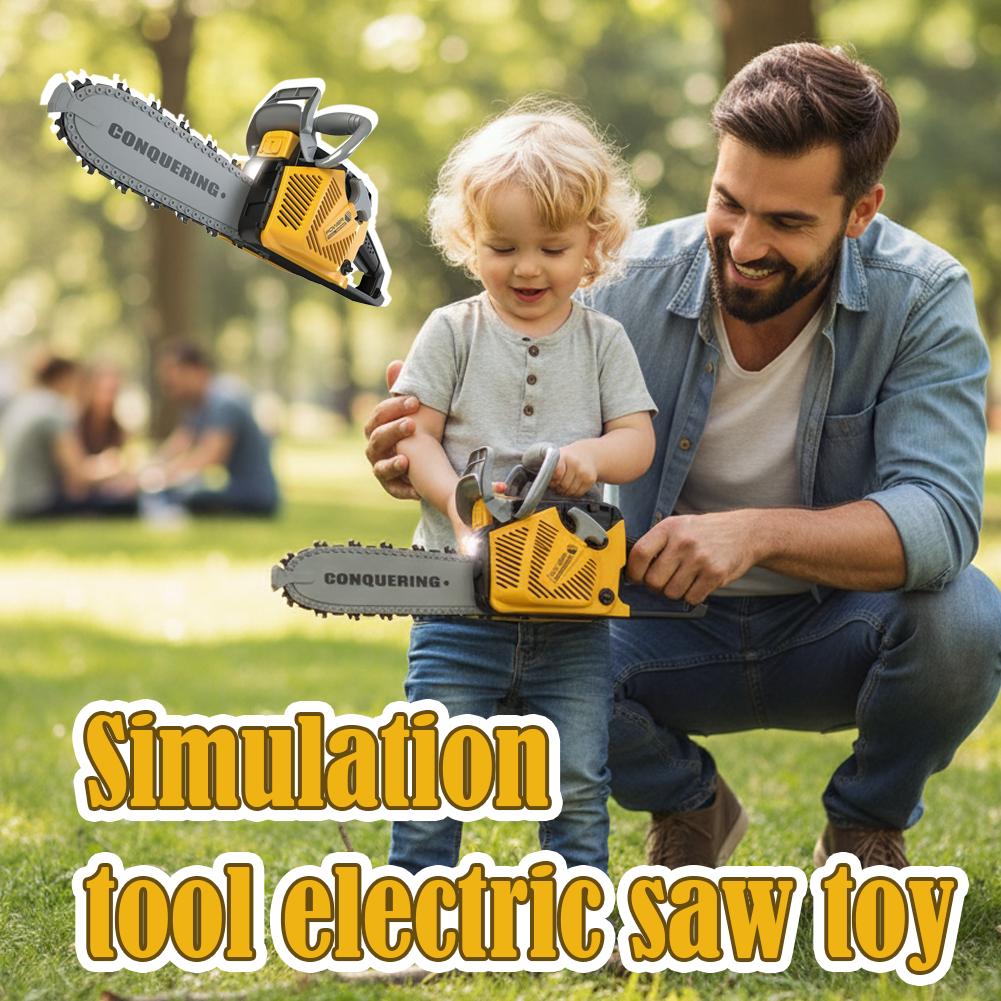 Kids Chainsaw Toy Safe Pretend Play Tool With Realistic Sound Electric Toy Power Saw For Boys Girls Diy Tool Gift