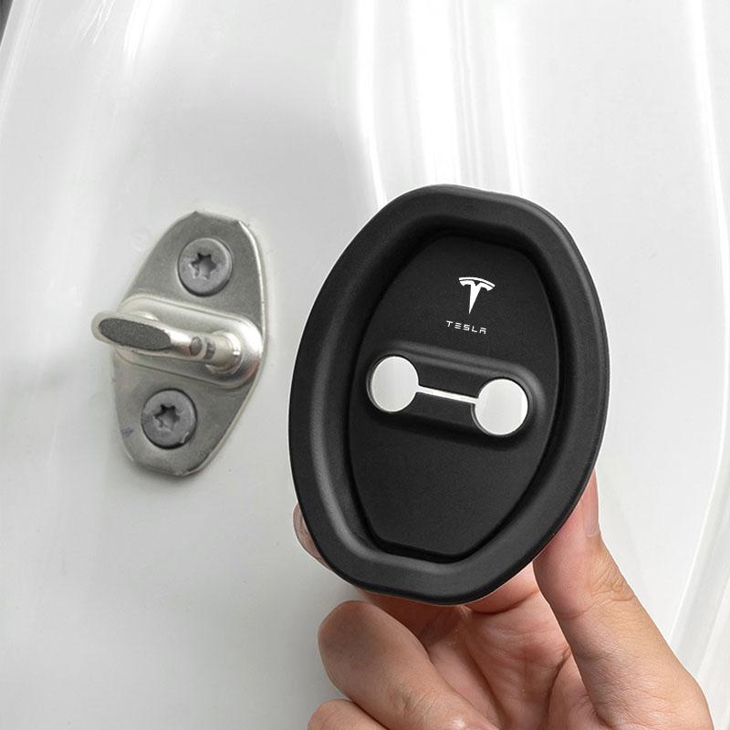 4 шт./компл. Накладки-ограничители двери автомобиля, Защитные накладки замка двери, Стайлинг для Tesla Model S Model X Model Y Cybertruck Model 3 Model Y