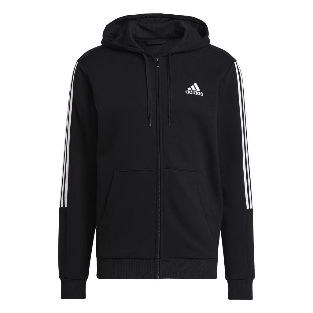Adidas Essentials Logo Print Drawstring Hooded Sports Jacket Men Outerwear Black GK9585