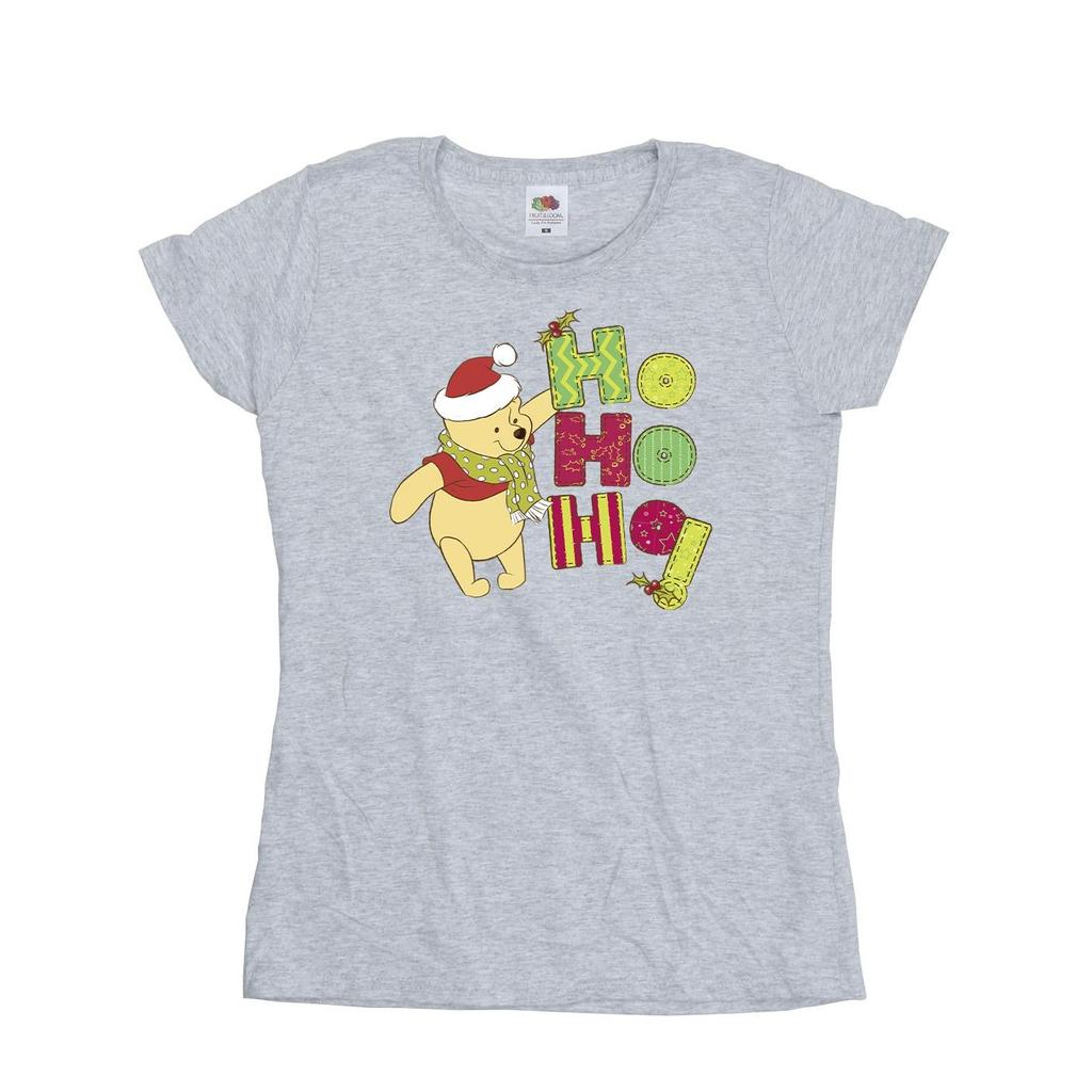 Disney Womens/Ladies Winnie The Pooh Ho Ho Ho Scarf Cotton T-Shirt