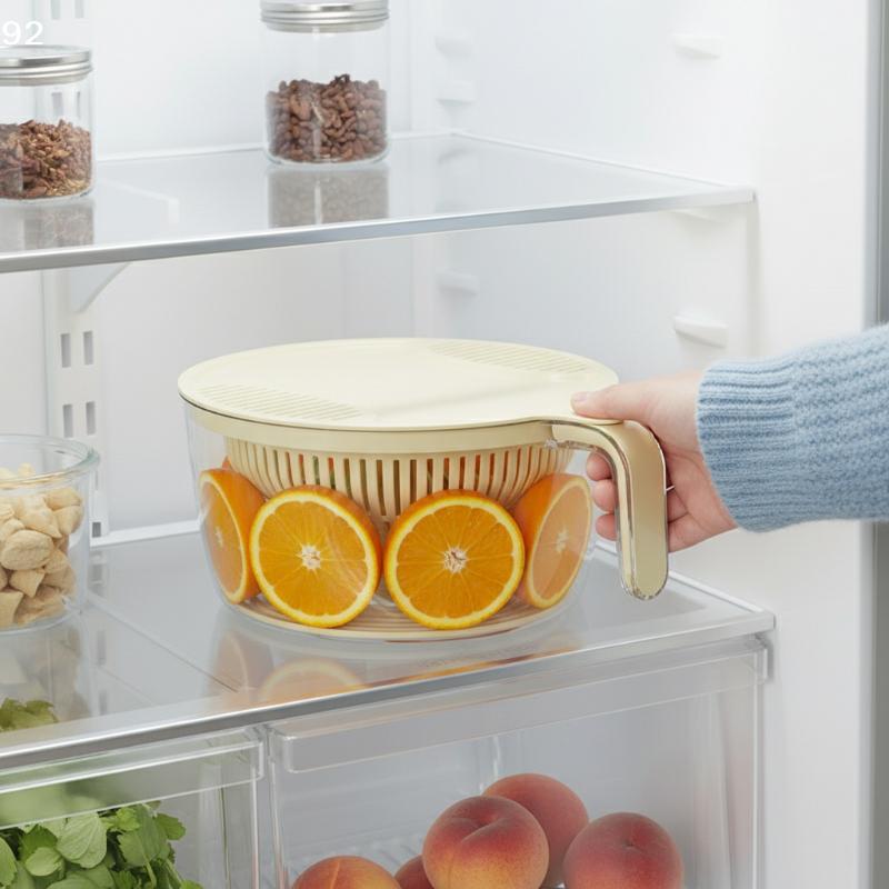 Сито для риса и фруктов, Безопасная пластиковая миска-сито для мытья риса с крышкой-сливом, Промывка с ручкой для овощей, фруктов, круп, бобов