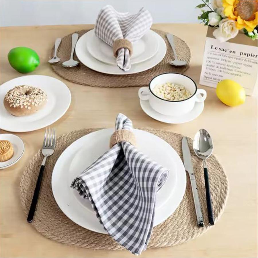 45×45cm Plaid Napkin Cloth Western Dining Table Decoration Placemat Household Absorbent Table Cloth