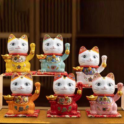 5-дюймовая керамическая монета Maneki Neko Lucky Cat Копилка Фортуна Цветная кошачья копилка Украшение для дома Подарочная фигурка фэн-шуй