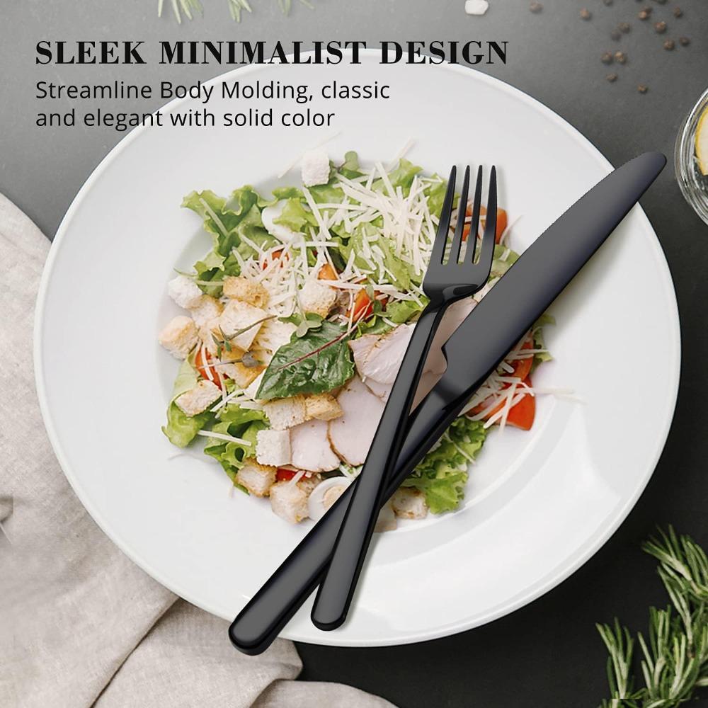 Набор столовых приборов черного цвета из нержавеющей стали, западная посуда, зеркальные столовые приборы, нож, вилка, ложка, столовая посуда, кухонные принадлежности