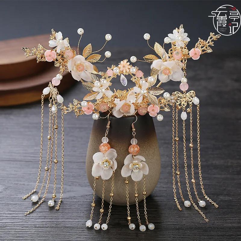 Chinese Hanfu Headwear Tassel Ancient Style Headwears Ancient Set Fashion Sexy Women Hair Crown Beautiful Jewelry Accessories