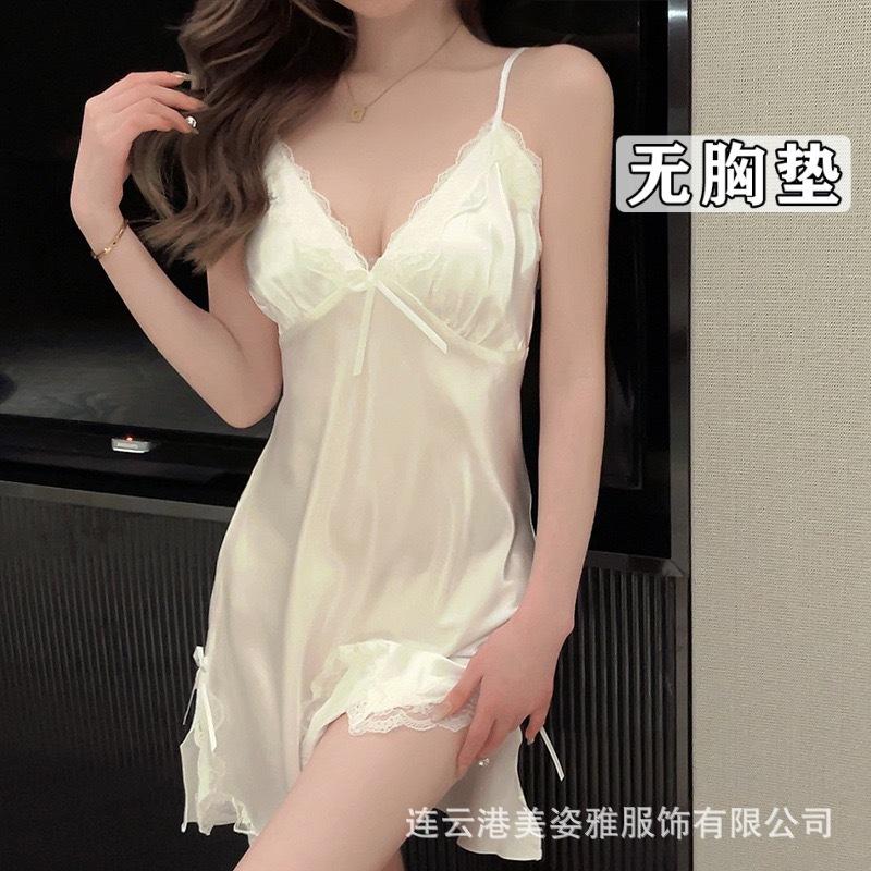 Fun Underwear, Home Nightgown, Suspender, Chest Pad, Pure Desire, Comfortable and Cute Pajamas, Summer Collar, Lace, Thin Women