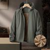 Men's Jacket Autumn Winter Fleece Loose Casual Windproof Waterproof Mountain Style Retro Middle-aged Men's Hooded Coat Jacket