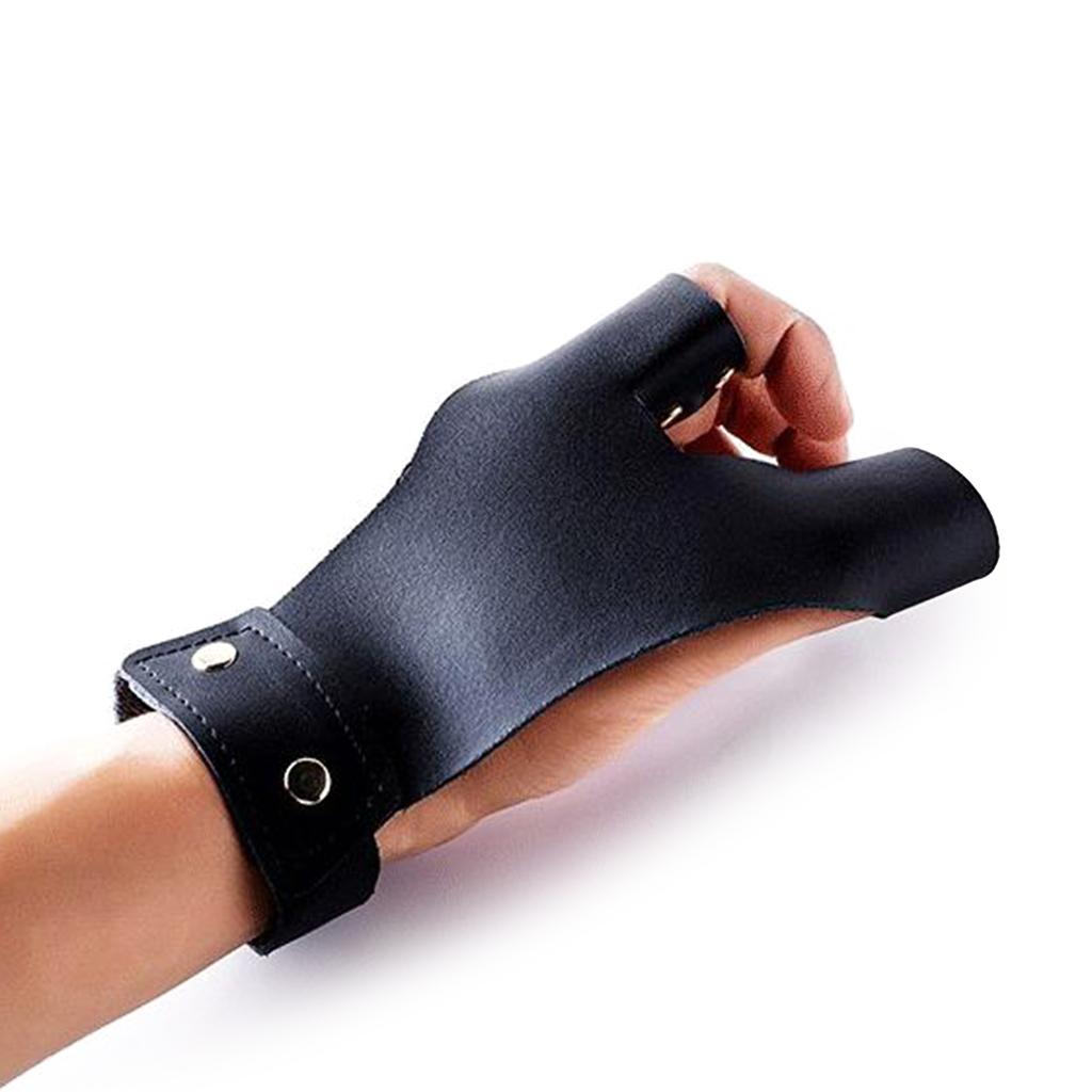 Archery Glove 2 Finger Guard Faux Leathers Shooting Protective Gear for Left and Right Hand Archer Archery Finger Guard