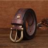 Новый ретро-стираемый очень толстый кожаный ремень мужской с медной пряжкой повседневный ремень мужской