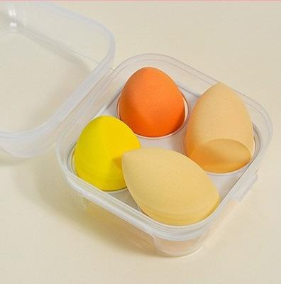 4pcs Makeup sponge carrying case, dual-purpose dry and wet makeup sponge, super soft makeup sponge in a box