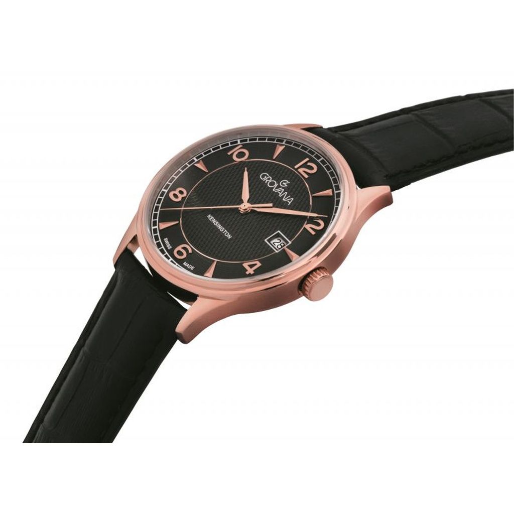 Grovana Kensington Classic Кожаный ремешок Черный циферблат Кварцевые 1305.1567 Мужские часы