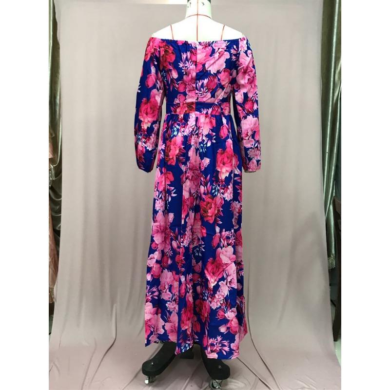 Women's Summer Holiday One Neck Swing Printed Dresses