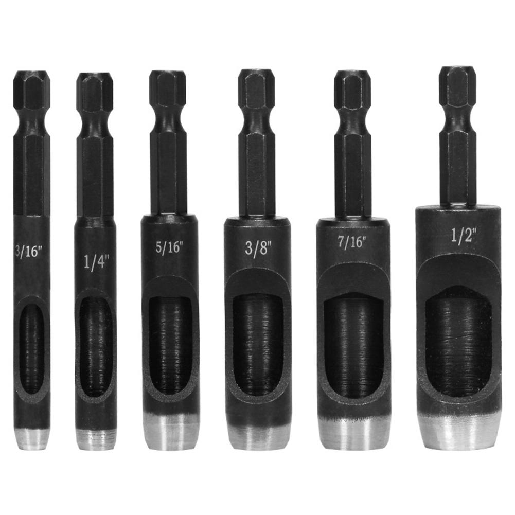 Punching Tool Hollow Hole Punches 1/4\'\'(6.35mm) Hex 6pcs/set 71mm Black Carbon Steel Leather Craft Tool Brandnew