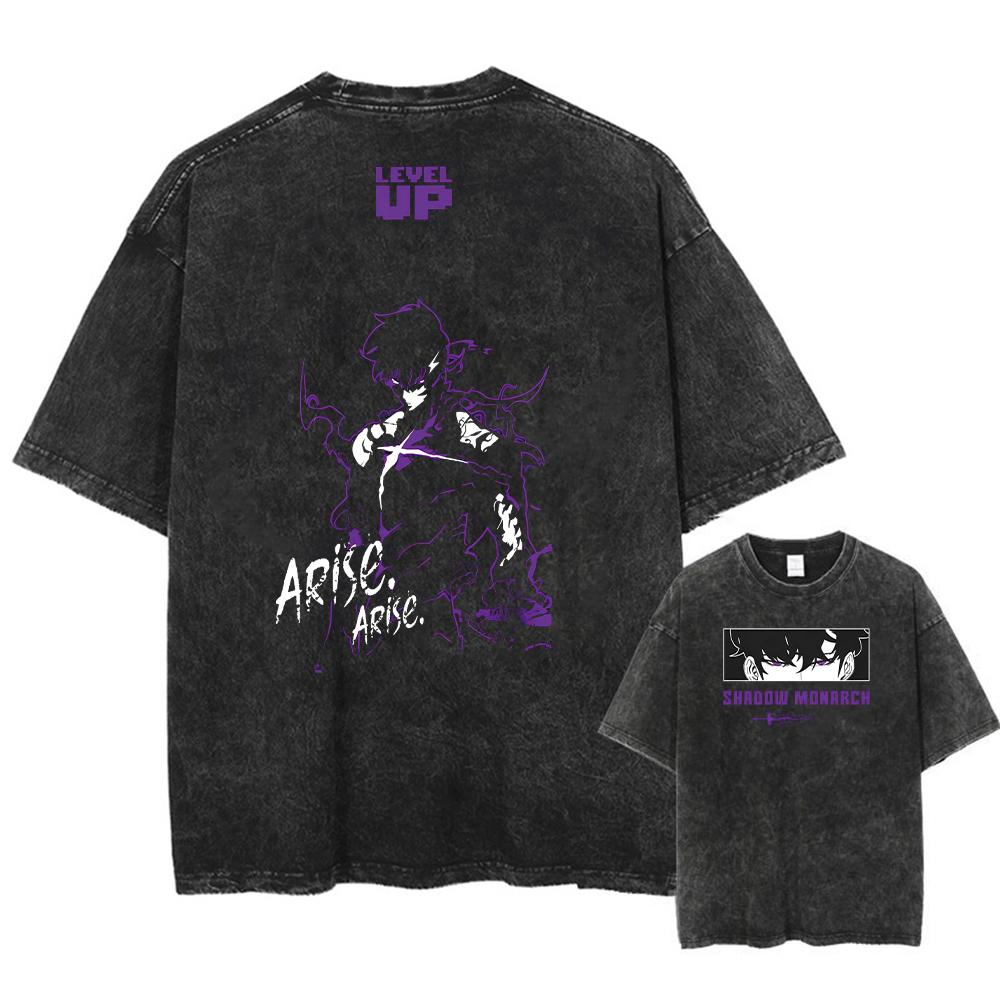 Harajuku Винтажная футболка уличная одежда Японский аниме графический принт стираная футболка большого размера с коротким рукавом мужские повседневные футболки топ