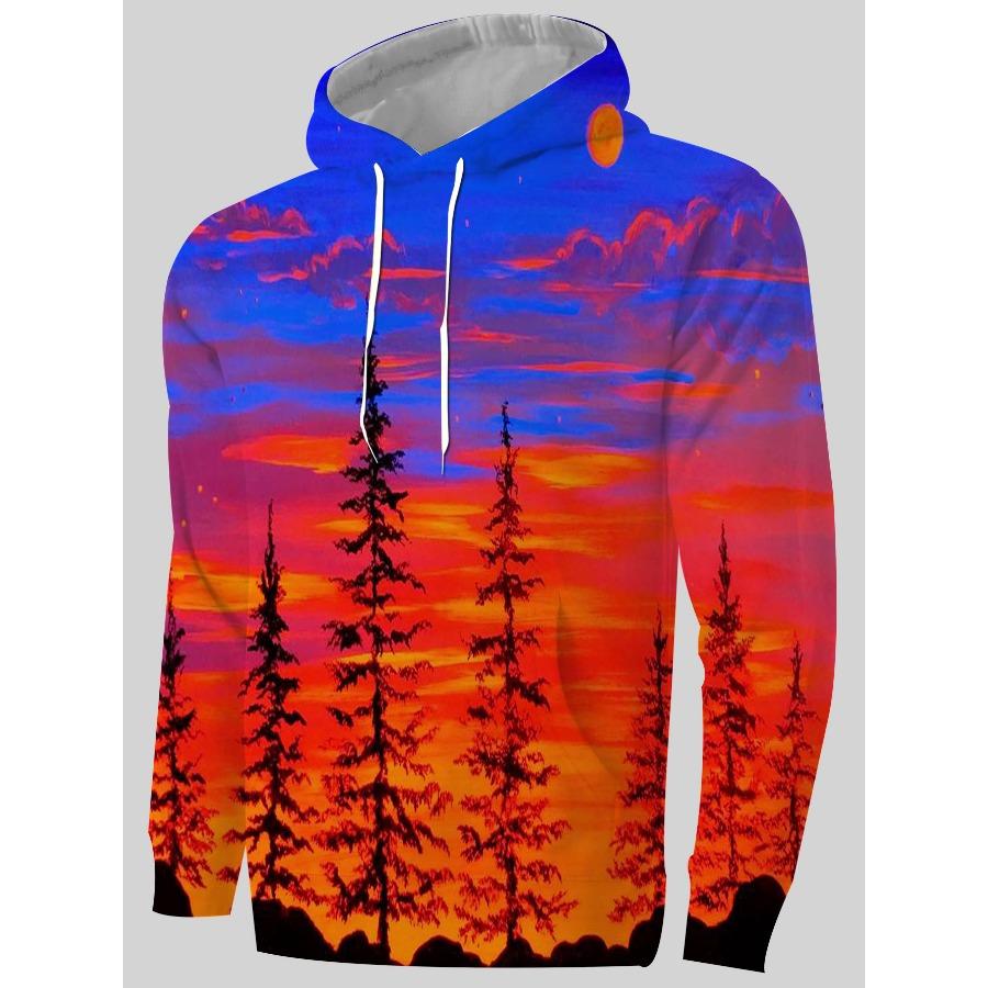 3D Printed Men's Hoodie Deer Pattern Trendy Sportswear Pullovers Long Sleeves Autumn Winter Sweatshirt
