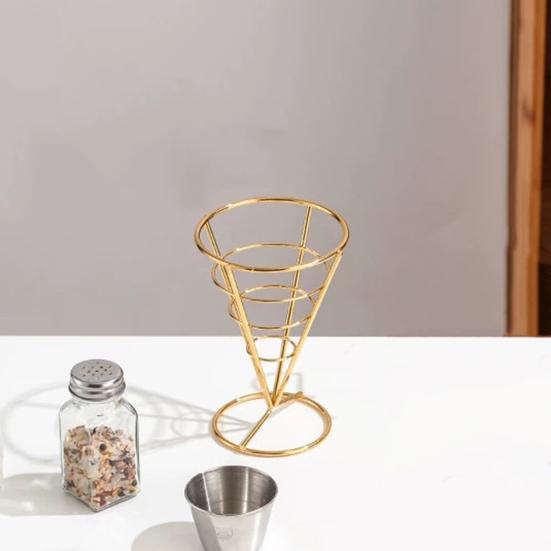 Ice Cream Cone Holders Stainless Steel French Fries Stands Food Cone Display