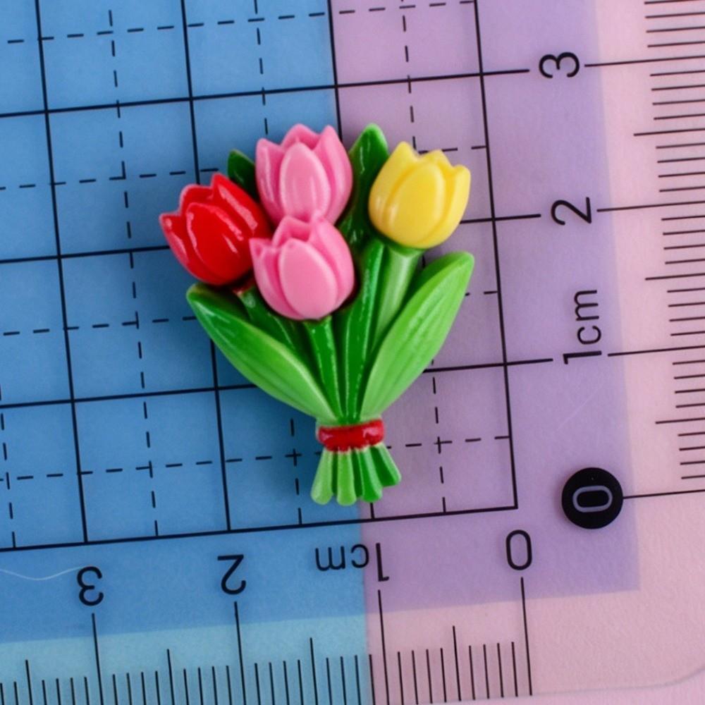 10pcs 3D Colorful Resin Christmas Flowers Tulip Scrapbook Figurines Hair Clip Embellishment