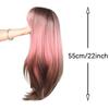 Dyeing Gradient Pink Brown Long Straight Wig for Women Fiber Resistant To High Temperature Wig Simple and Natural To Wear