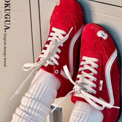 Красные женские новые весенне-летние универсальные спортивные повседневные туфли ретро гоночные туфли мягкая подошва