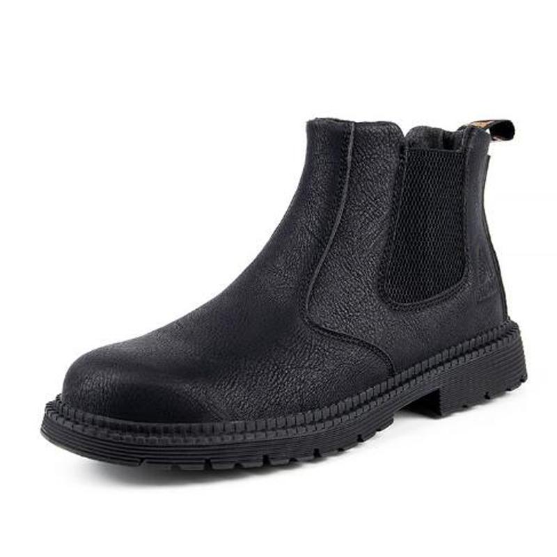 Водонепроницаемая защитная рабочая обувь, мужские кожаные ботинки Chelsea со стальной головкой, мужская обувь, неразрушимые строительные защитные ботинки H546