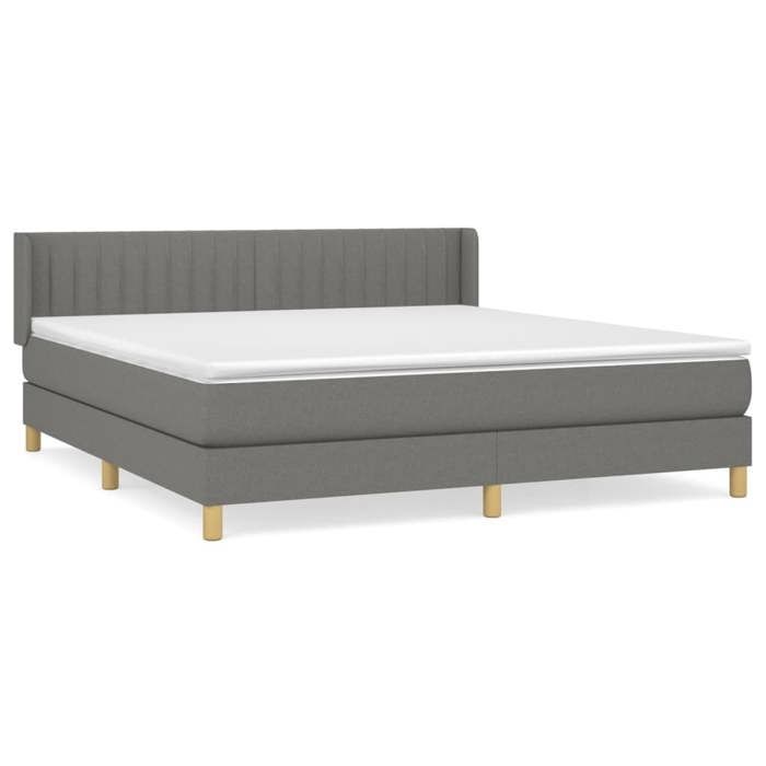 Maison Exclusive - Sommier à lattes de lit avec matelas Gris foncé 160x200cm Tissu
