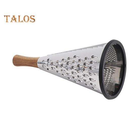 Конусная терка для сыра из нержавеющей стали с деревянной ручкой, 3-сторонняя терка для овощей, сыра, шоколада, овощей, кухонная терка для пармезана