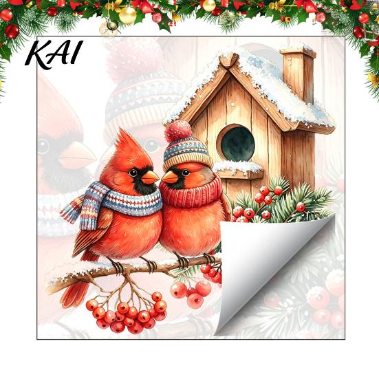 Christmas Window Clings Bird Wall Sticker, Watercolor PVC Decal, Waterproof Winter Art Theme Cling for Glass Doors And Storefronts Holiday Atmosphere
