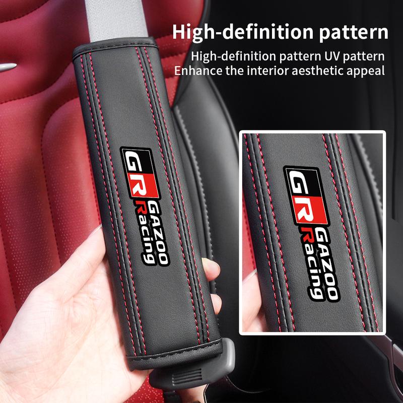 Car Seat Belt Strap Protector Pads Seat Belt For GR Sport Gazoo Racing Yaris 86 C-HR RAV4 Corolla Hilux Supra Seat Belt Padding