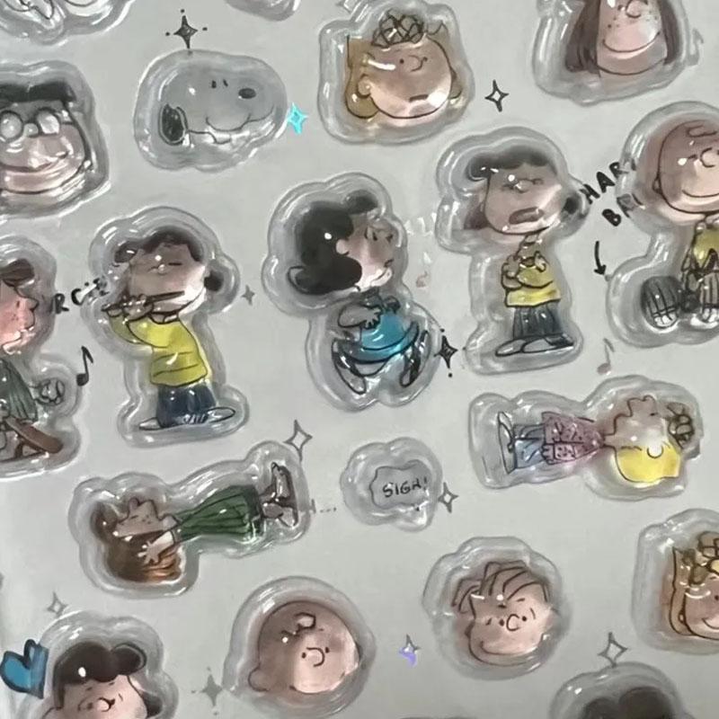 1/4 шт. Японская Кристальная Наклейка Снупи 3D Рельефная Милая Наклейка для Украшения Мобильного Телефона DIY Студенческая Ручная Книга Канцелярские Товары Подарок
