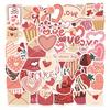 58pcs Valentine's Day Love Stickers, Reusable Vinyl Decals for Laptops, Water Bottles, Phone Cases, Guitars - Cartoon Design