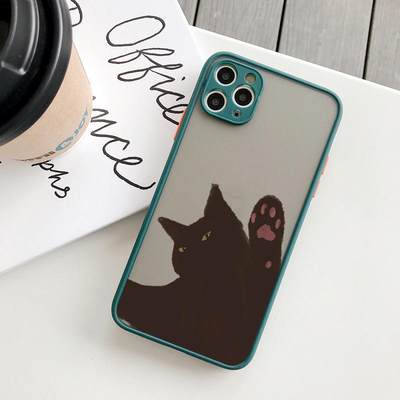 Милый мультяшный черный кот Животное Мягкий чехол для телефона Для iphone 7 8 Plus SE2 X XS MAX XR 15 14 11 12 13 Pro Max Ударопрочная задняя крышка